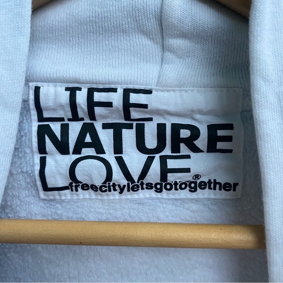 Free City women Hoodie Large Sweatshirt Top White Gray L - Picture 14 of 16